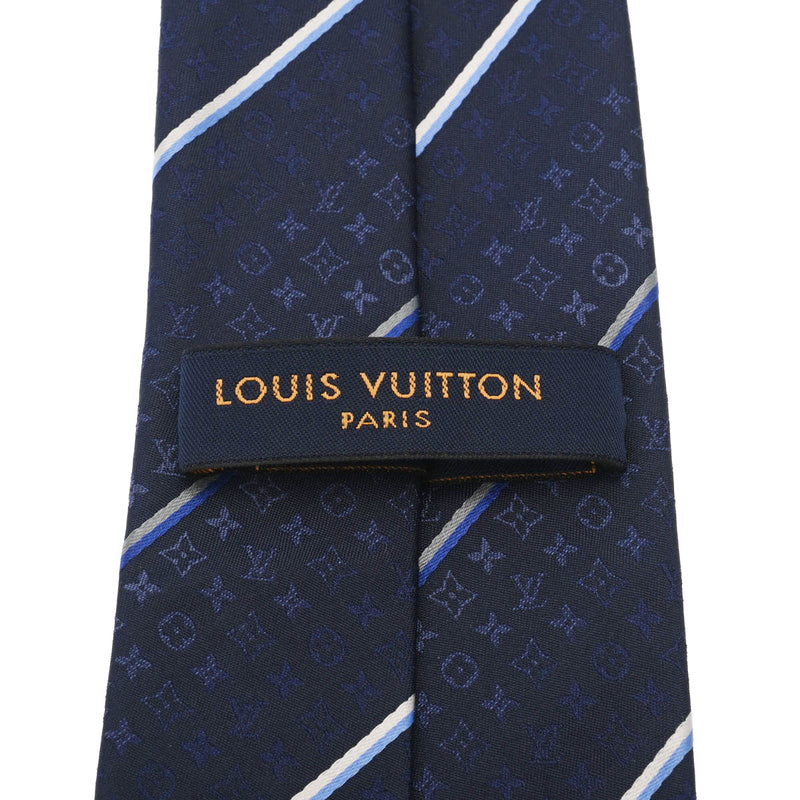 ルイヴィトンネクタイ オーバーザストライプス 紺 メンズ シルク100