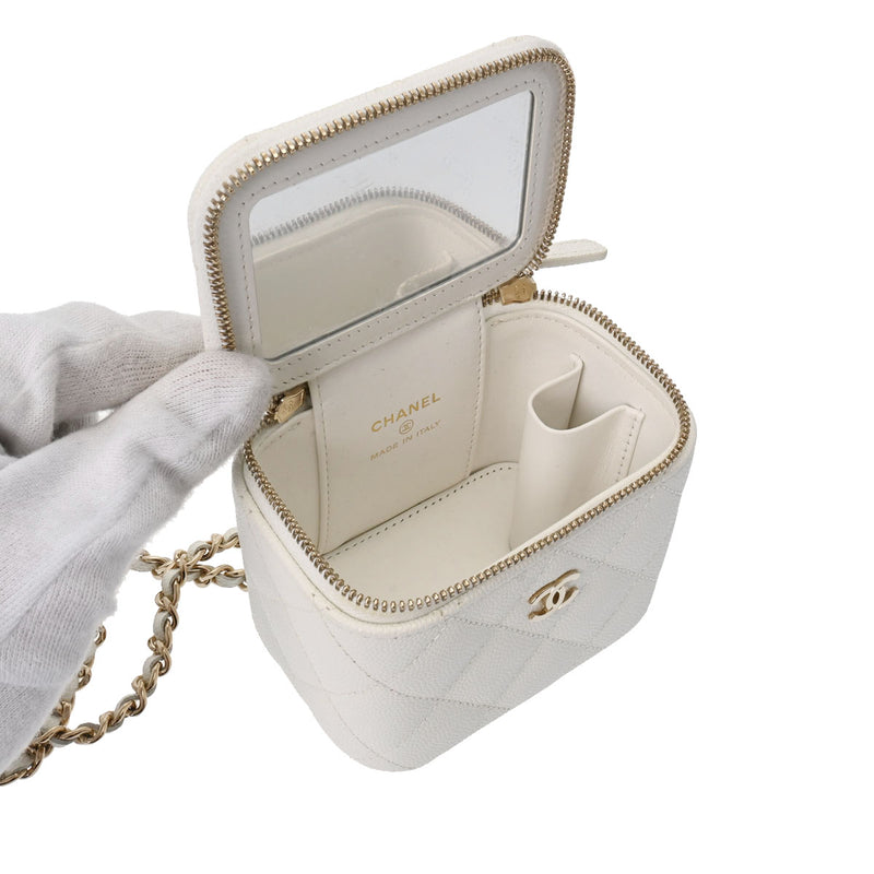 シャネルスモールバニティ チェーンショルダー 42976 白 シャンパン