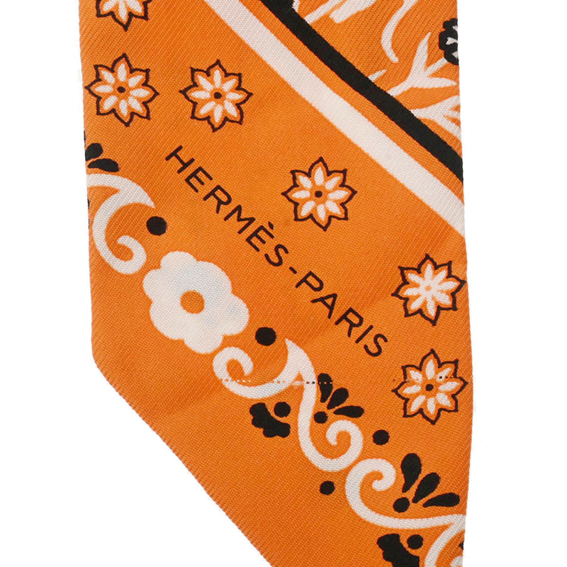 エルメスツイリー バンダナ柄 オレンジ レディース シルク100