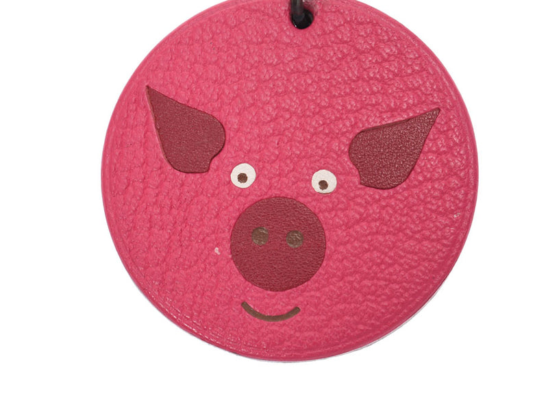 エルメスブタモチーフ ピンク ユニセックス レザー キーホルダー