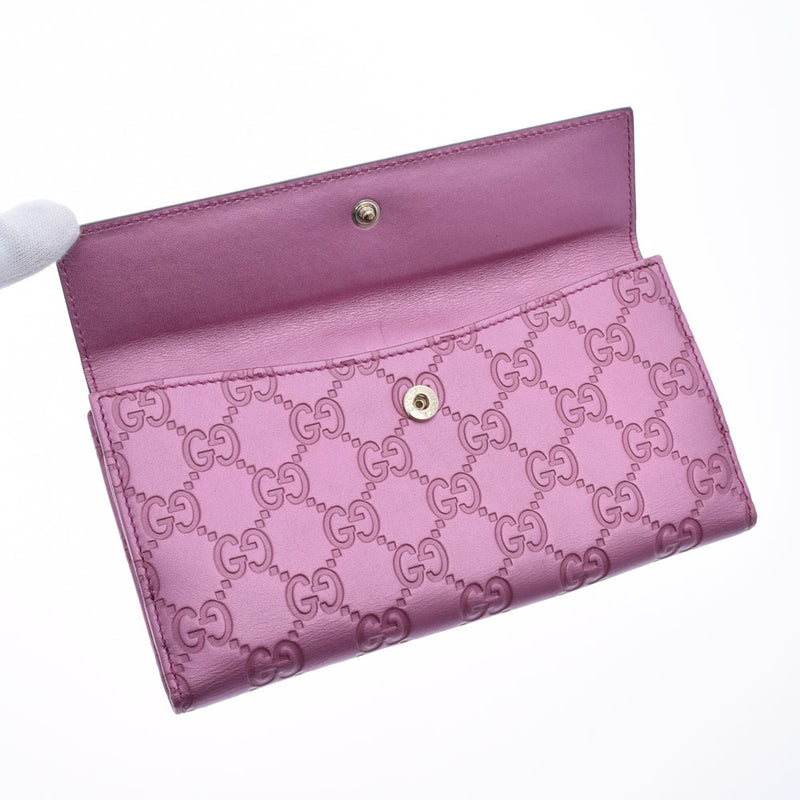 グッチグッチシマ 三ツ折財布 ピンク レディース PVCコーティング