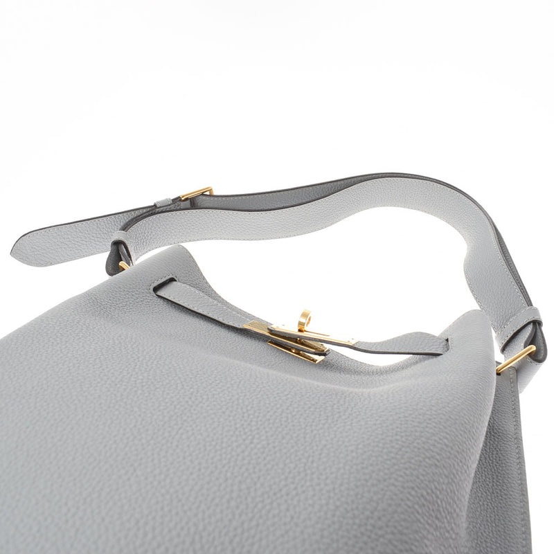 エルメスソーケリー 22 セミショルダー ブルーグラシエ ゴールド金具 T