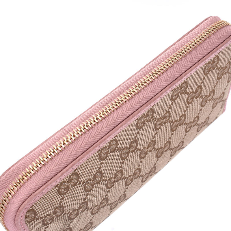 グッチラウンドファスナー長財布 アウトレット ベージュ ピンク