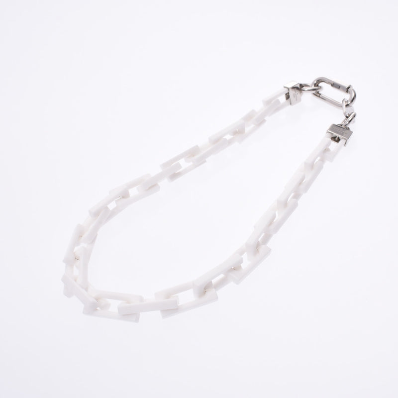 ルイヴィトンコリエ スクエア セラミック チェーンネックレス 白