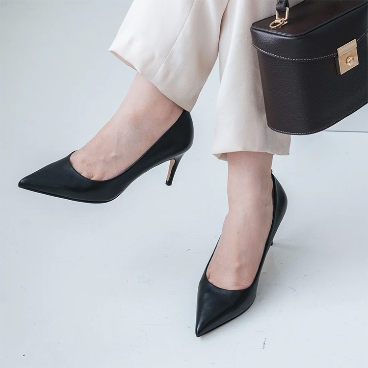 パンプス 7cmヒール 本革 ポインテッドトゥ ハイヒール ピンヒール