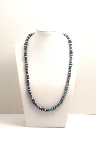 ナバホネックレス 《 シルバービーズ＆ターコイズ 》 50cm ｜ POWWOW