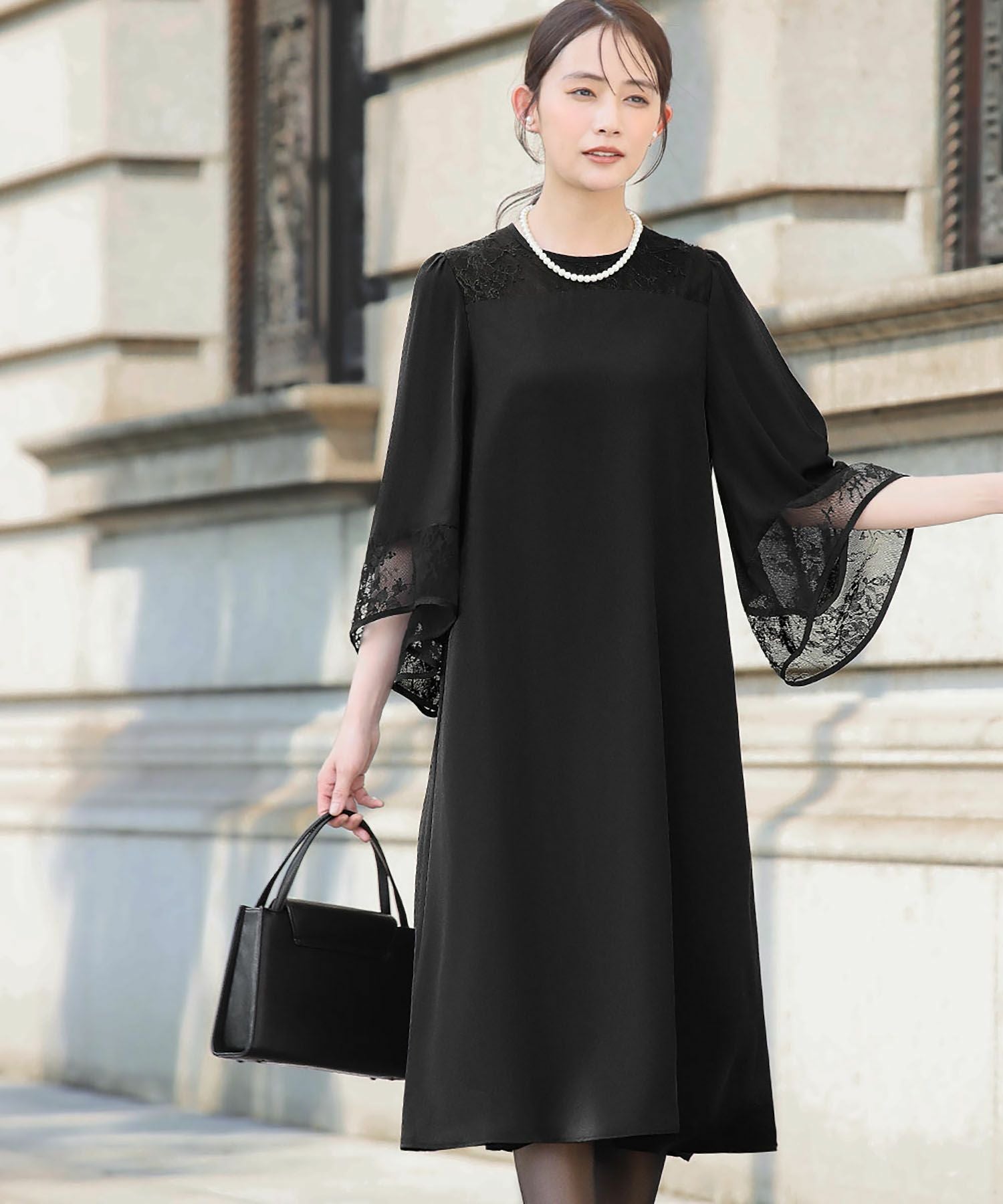 入学式・卒業式・七五三対応 | レースフレアスリーブワンピース