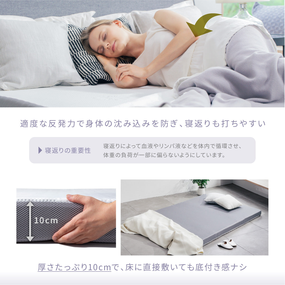 超高密度34D 2層構造で選べる硬さ】プレミアムグランマットレス