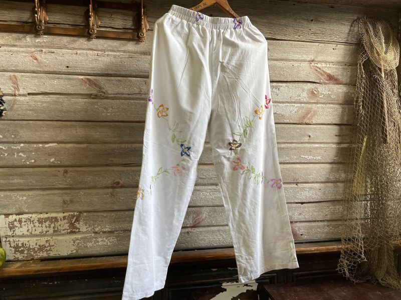 ビンテージリメイクパンツ/キッチンクロスリメイクパンツ