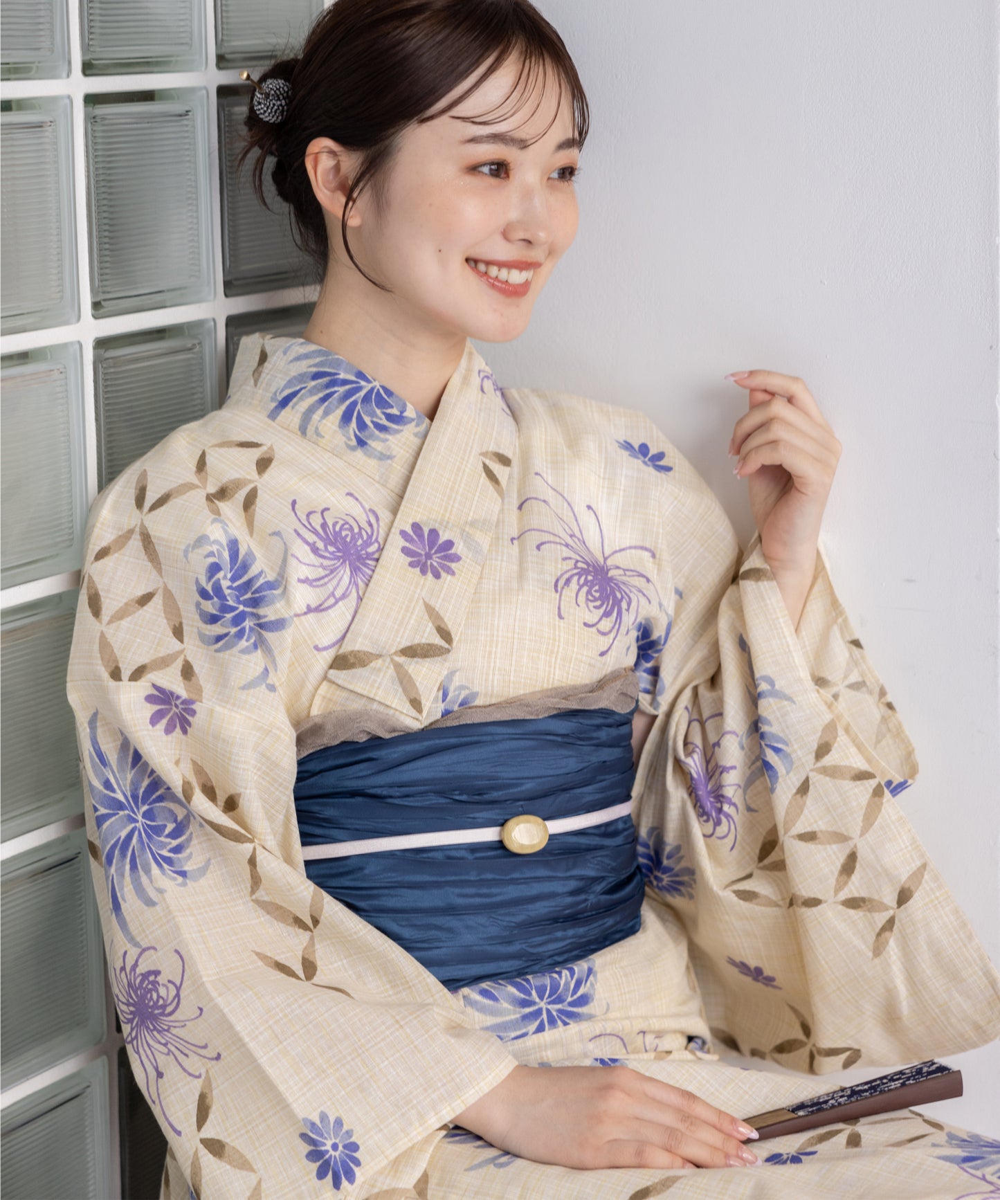 こだわり浴衣5点セット(浴衣/帯/下駄/腰紐/着付け冊子) 麻混 綿麻 先