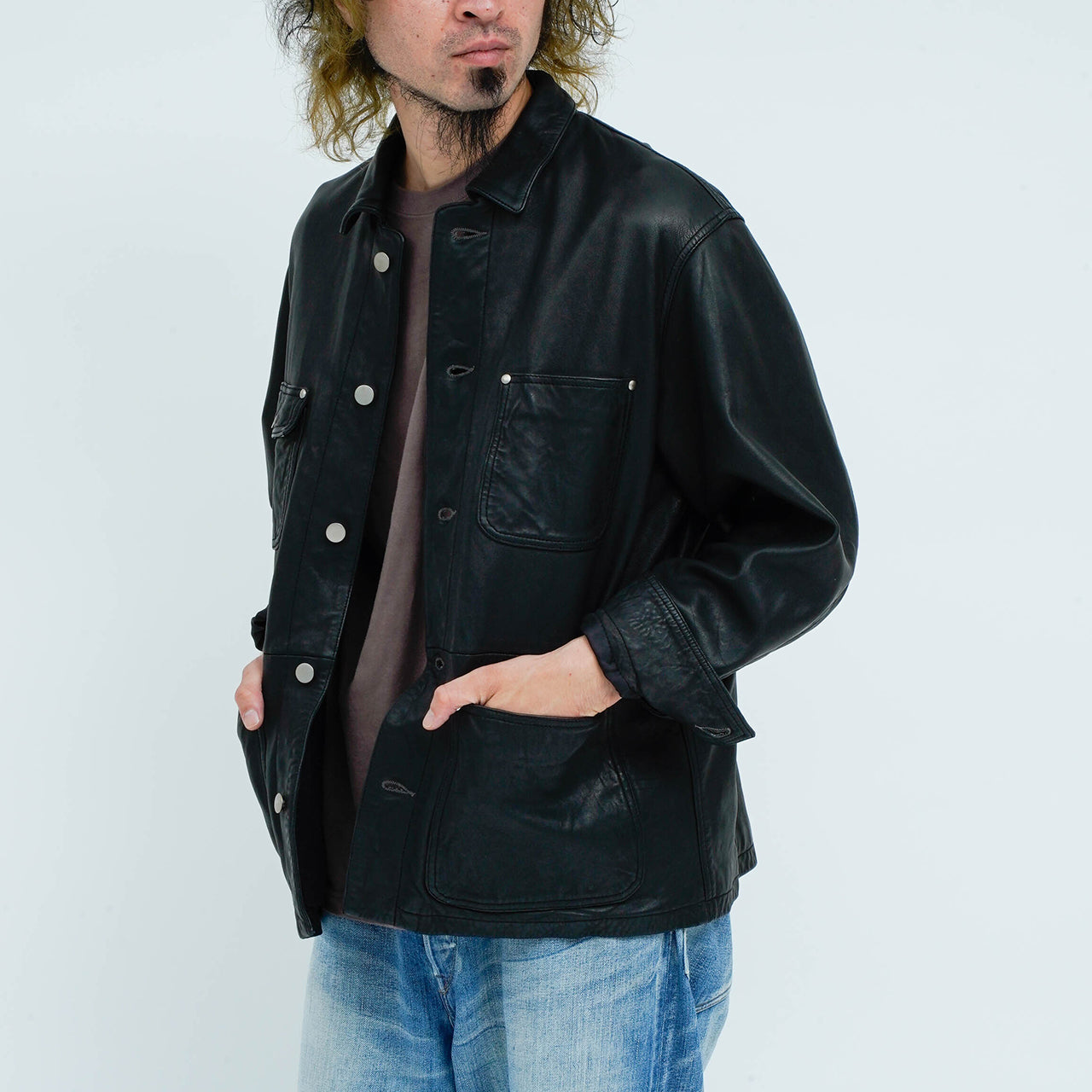 ウィメンズ ウォッシュレザー カバーオール（ラム）_coverall