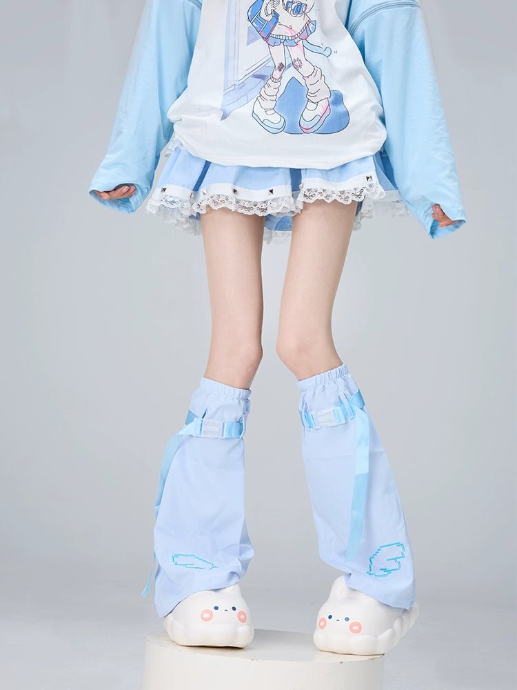 Y2K天使界隈レッグウォーマー サブカルファッション 水色界隈 – 個性的