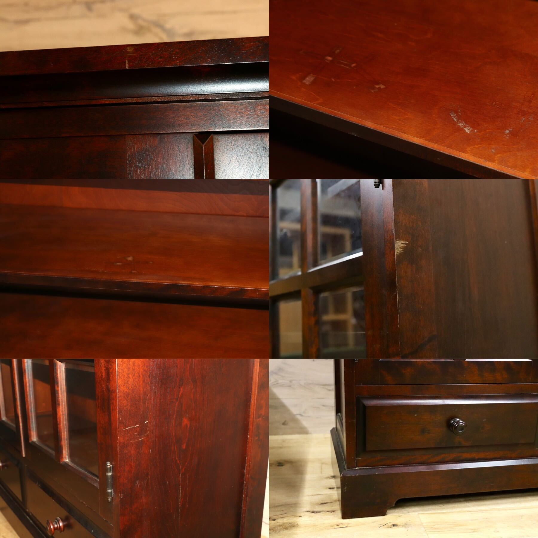 GMHN124○北海道民芸家具 書棚 本棚 水屋棚 キャビネット 飾り棚 樺材