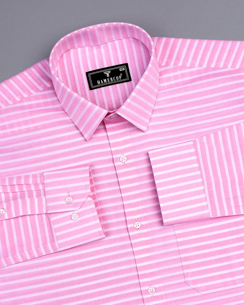 Baby Pink Shirt – White Weft Stripe Dobby Cotton – Hamercop