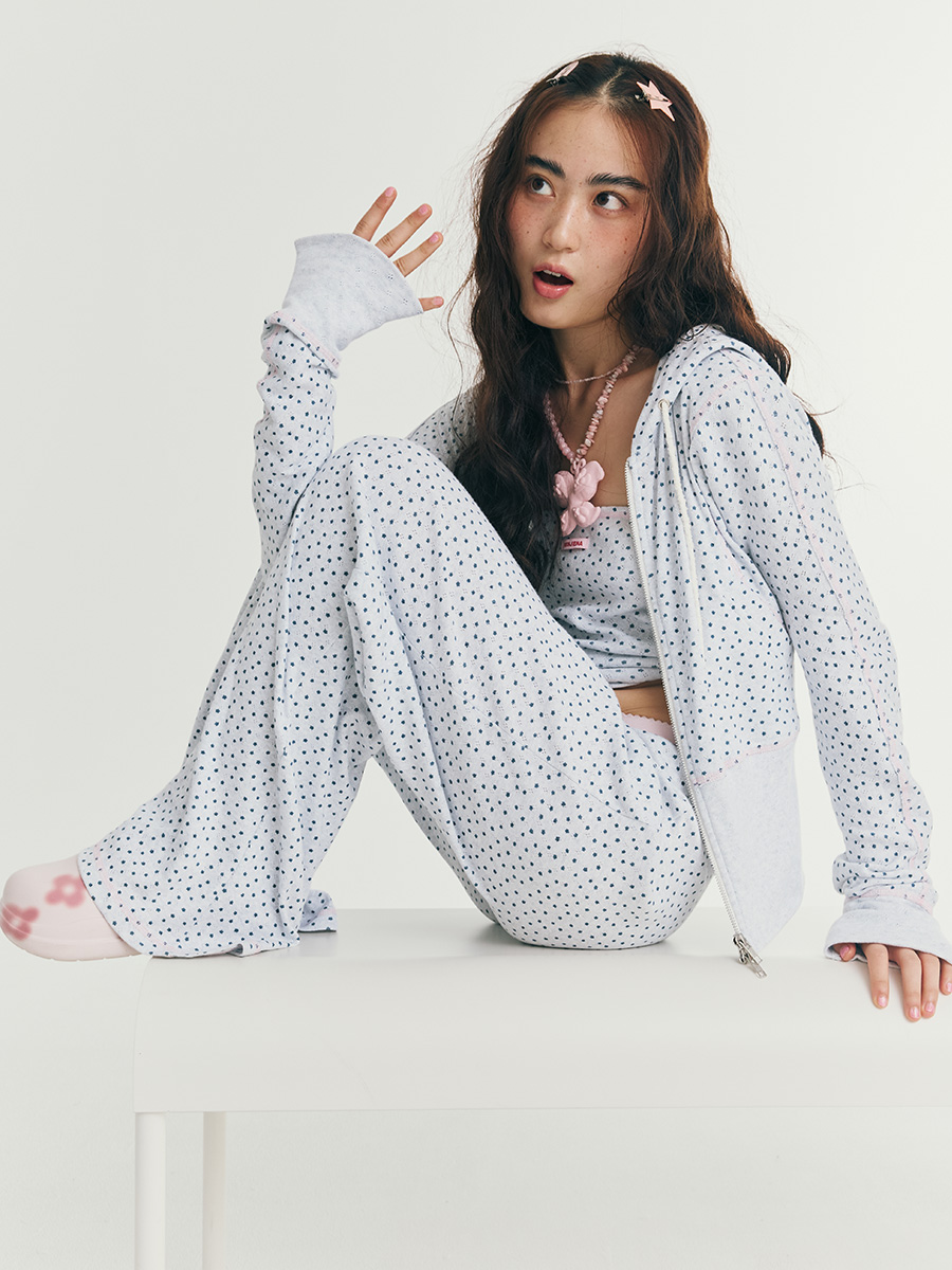 フラワーパンツ（ブルーグレー） | minjiena | HANA(ハナ)