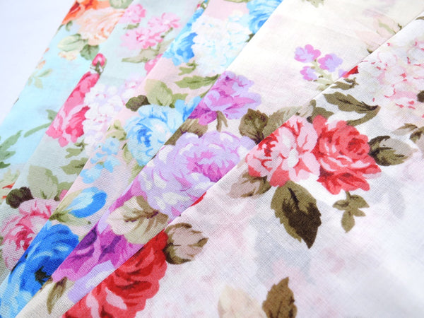 ボイルプリント【バラ柄】(5色)【30cm以上10cm単位】 – 手芸マキ