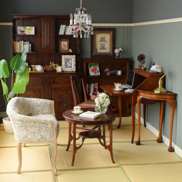 英国のバルボスレッグのダイニングチェア、アンティークのオークチェア