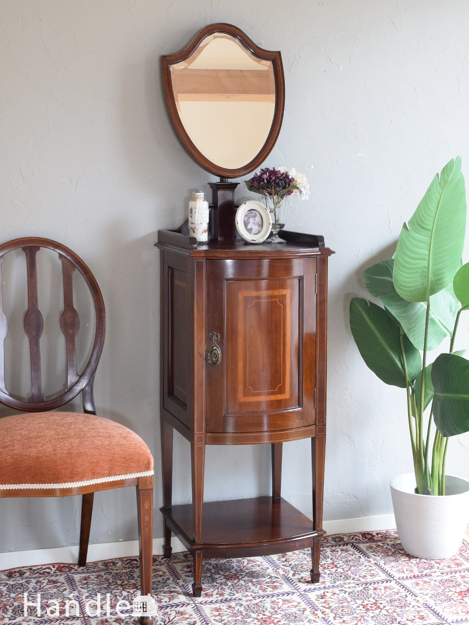 大きなミラー付き英国のアンティーク家具、便利なドレッシングチェスト