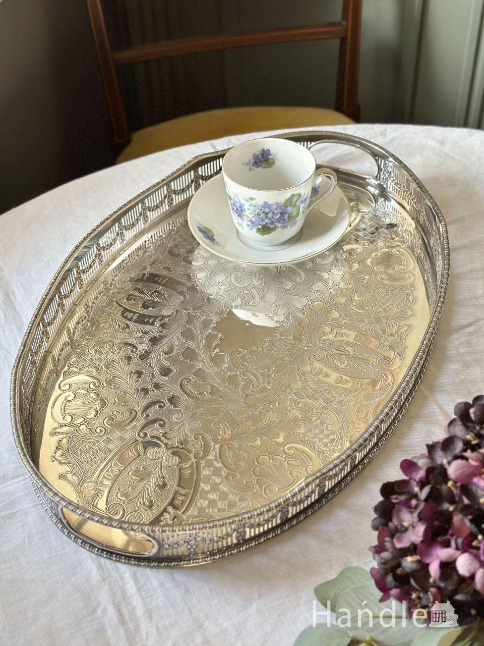 VINERSの美しいアンティークギャラリートレイ、最高級シェフィールドの