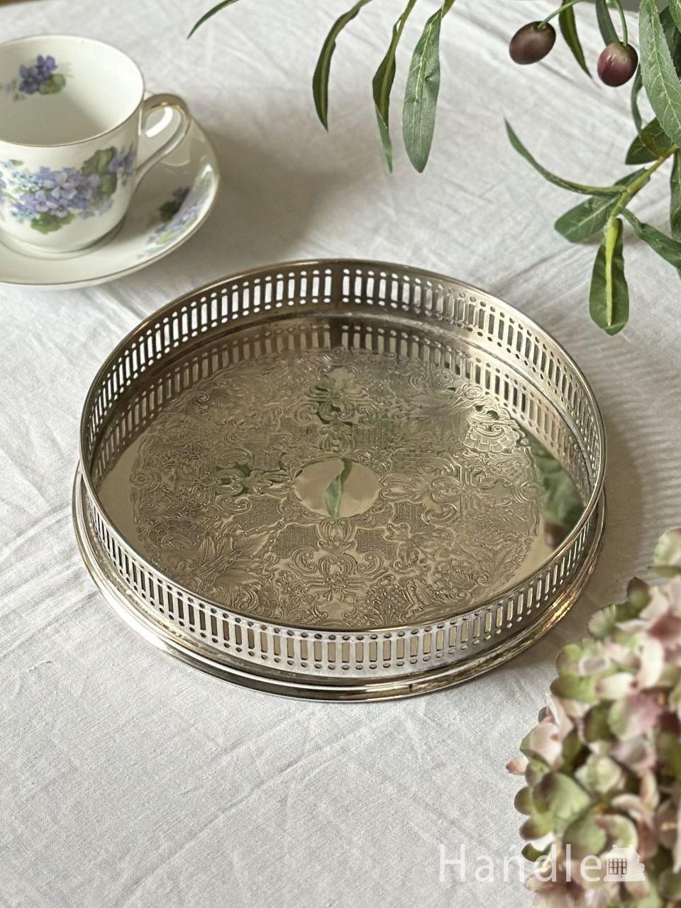 アンティークのトレイ、象嵌が美しい木製トレイ(m-7152-z