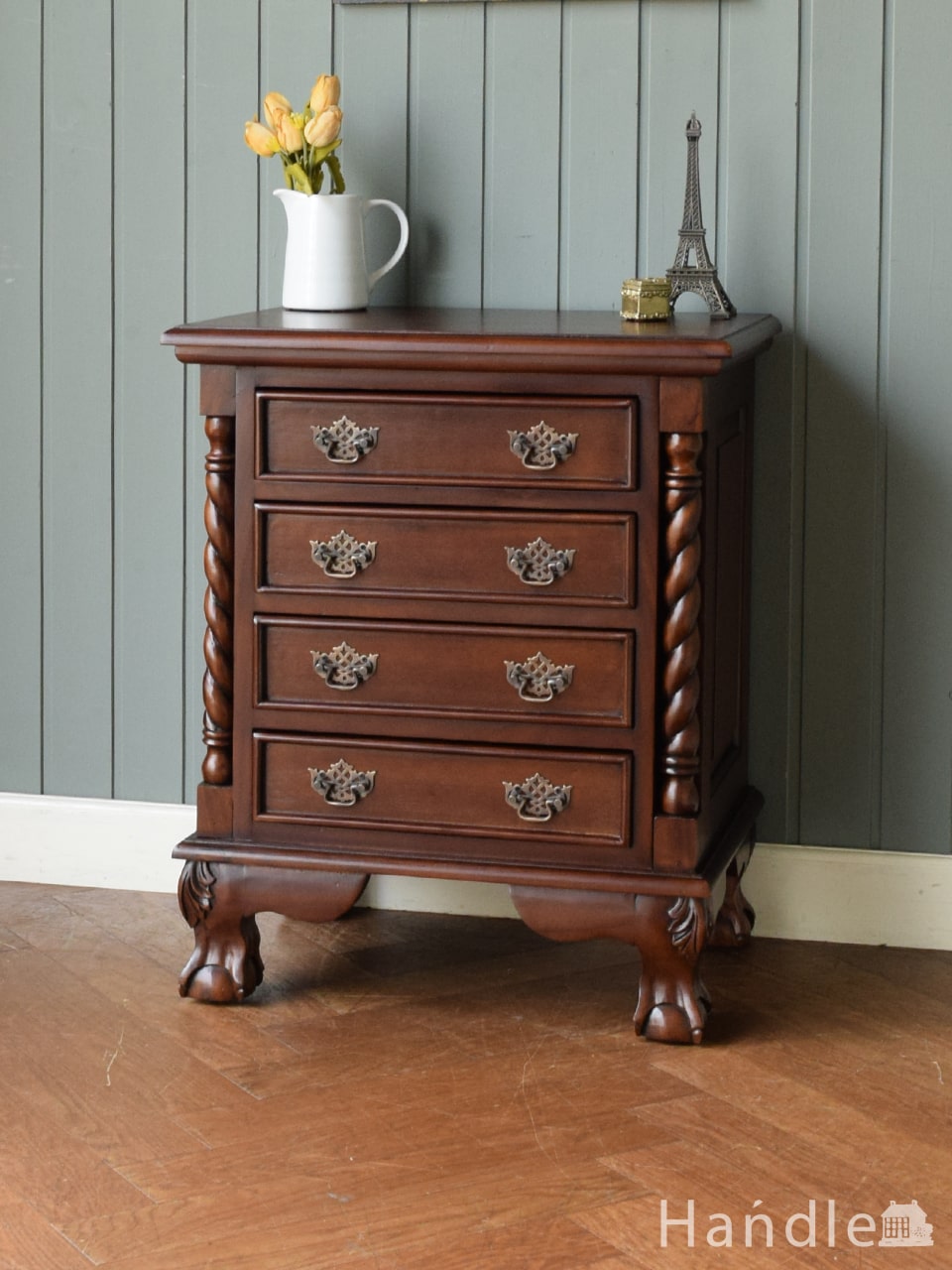 英国アンティークチーク6杯ドロワー/木製チェスト/タンス/飾り棚(92