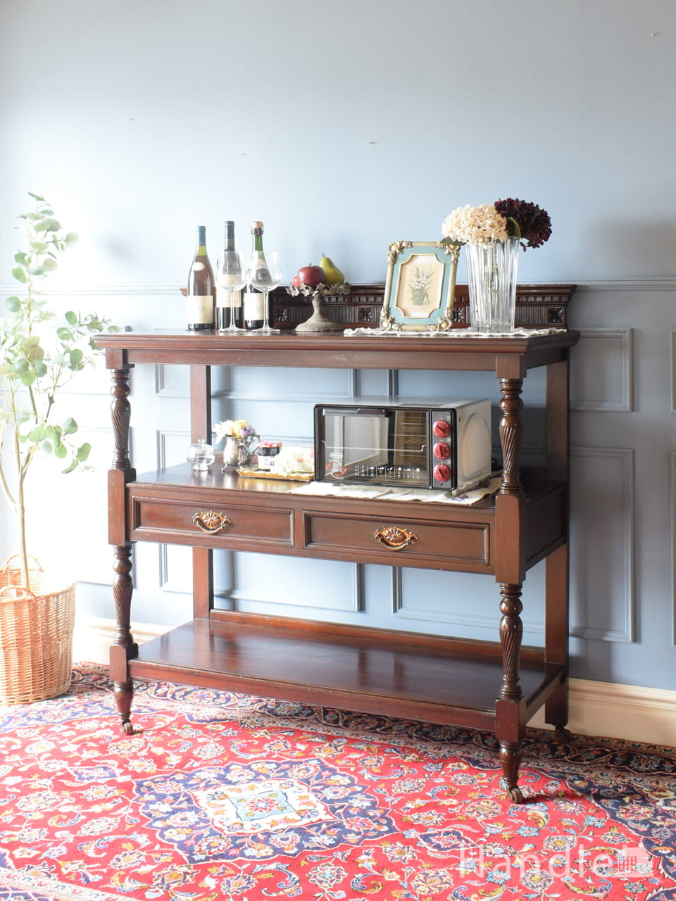 フランスのアンティーク家具、シックなネイビー色のキャビネット(d-893