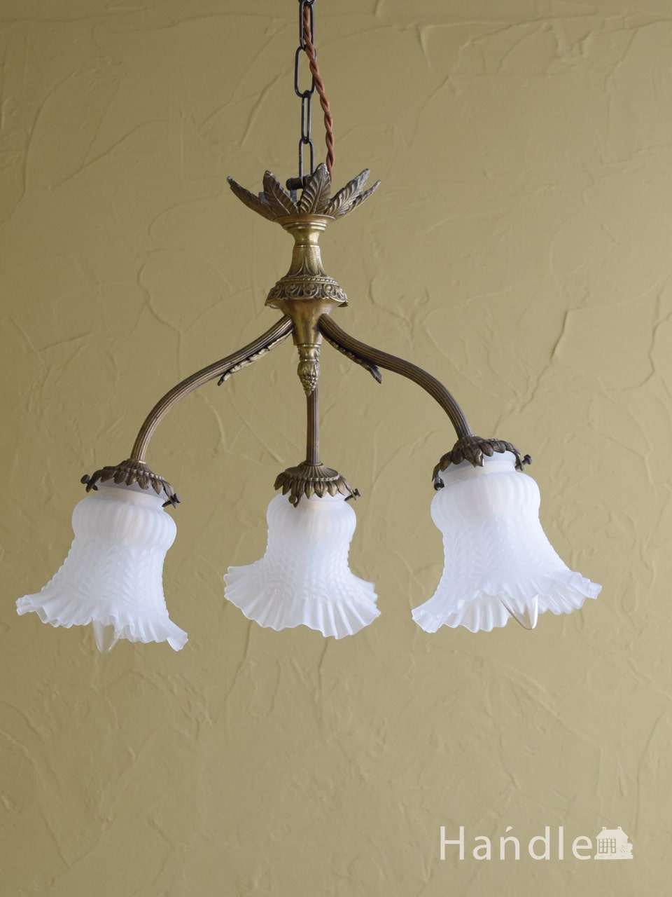 16-2. フランス アンティーク ミニシャンデリア 3灯 キャンドル ライト