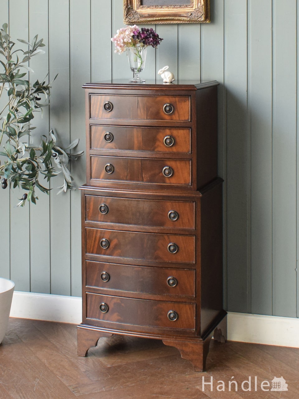 英国アンティークチーク4杯ドロワー/木製チェスト/タンス/テーブル机