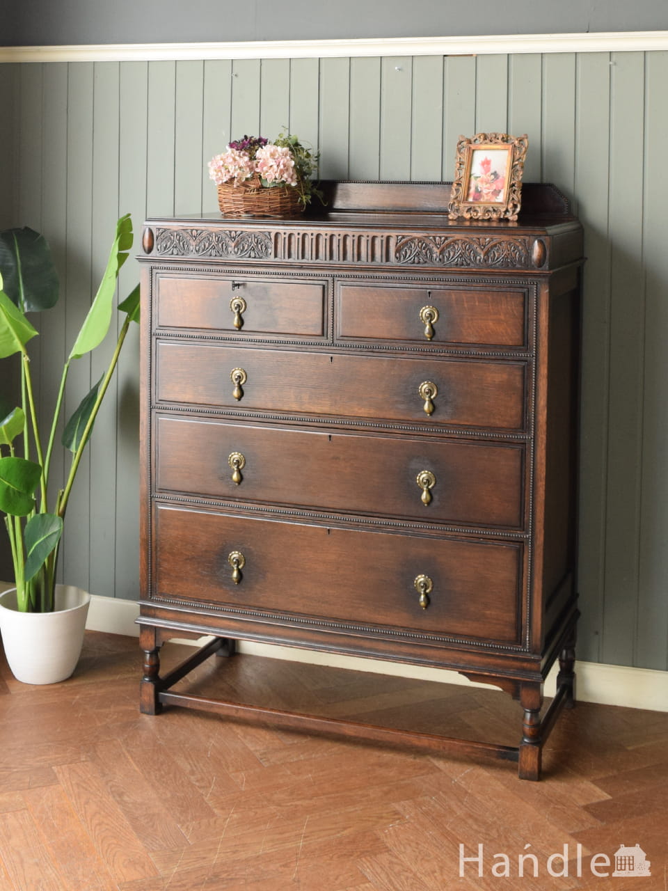 南フランスのアンティーク家具、鍵付きの3段チェスト（コモード）(j