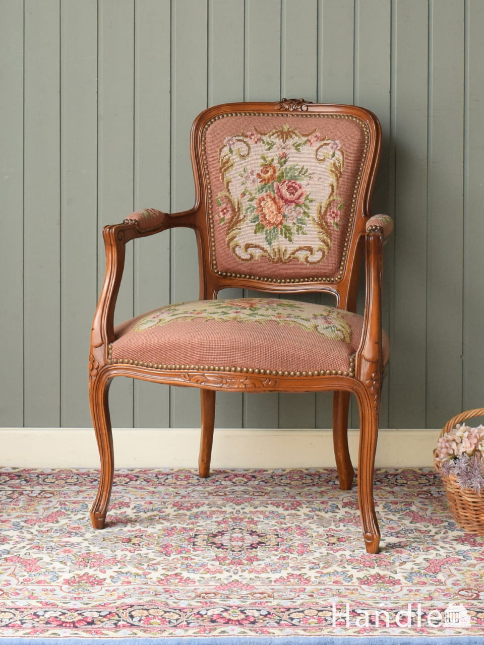 オシャレなヴィンテージ椅子、アーコールの布張り1人掛けソファ(k-593