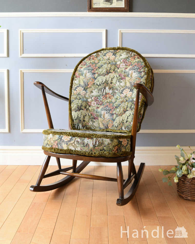 アーコールヴィンテージチェア、お花模様も素敵なアーム付きの