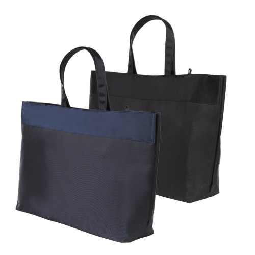 完全日本製 平織 軽量ビッグトート 黒 紺 同色スカーフ付き [実用新案