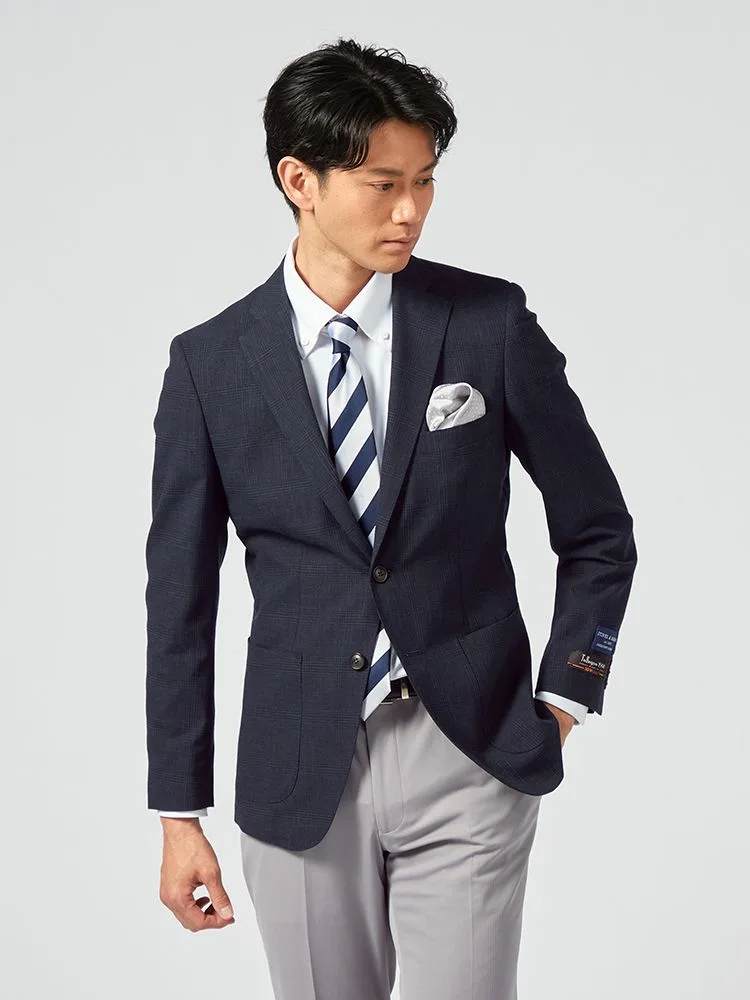 ネイビー 【ストレッチ】ジャケット 2つボタン TOLLEGNO社生地使用