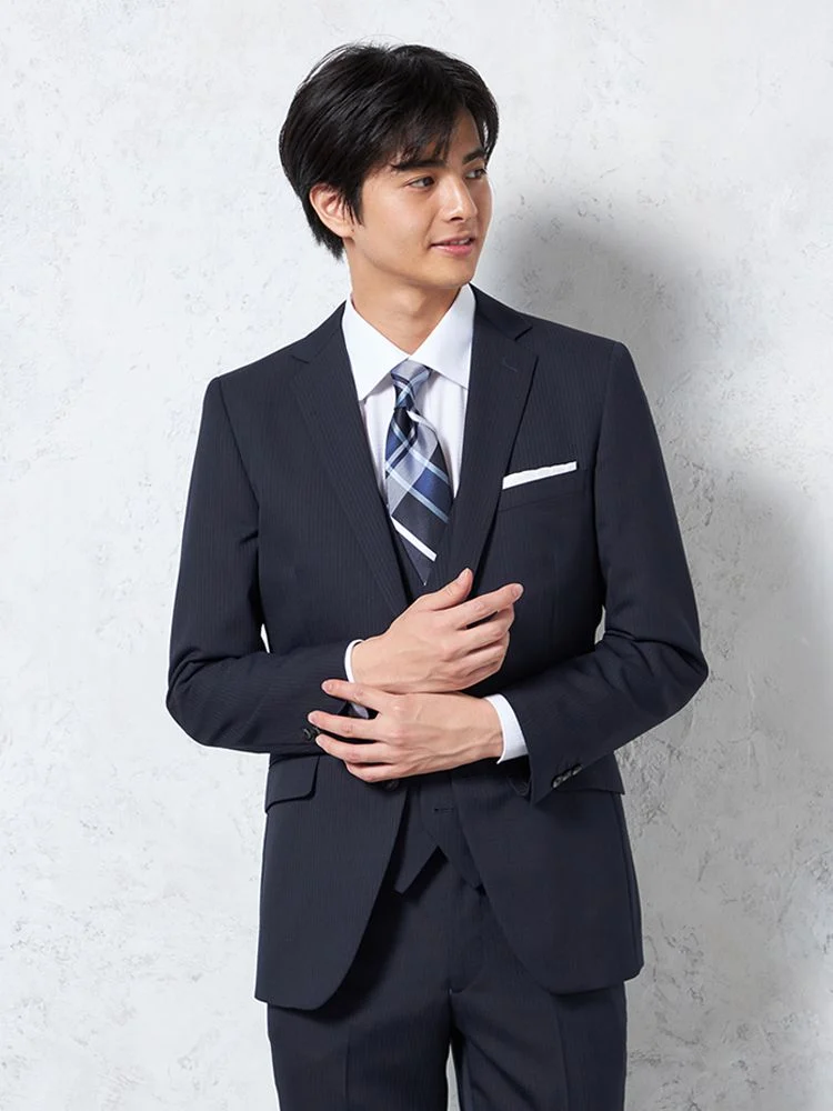 パンツウォッシャブル】スリーピーススーツ 2つボタン ウール混素材