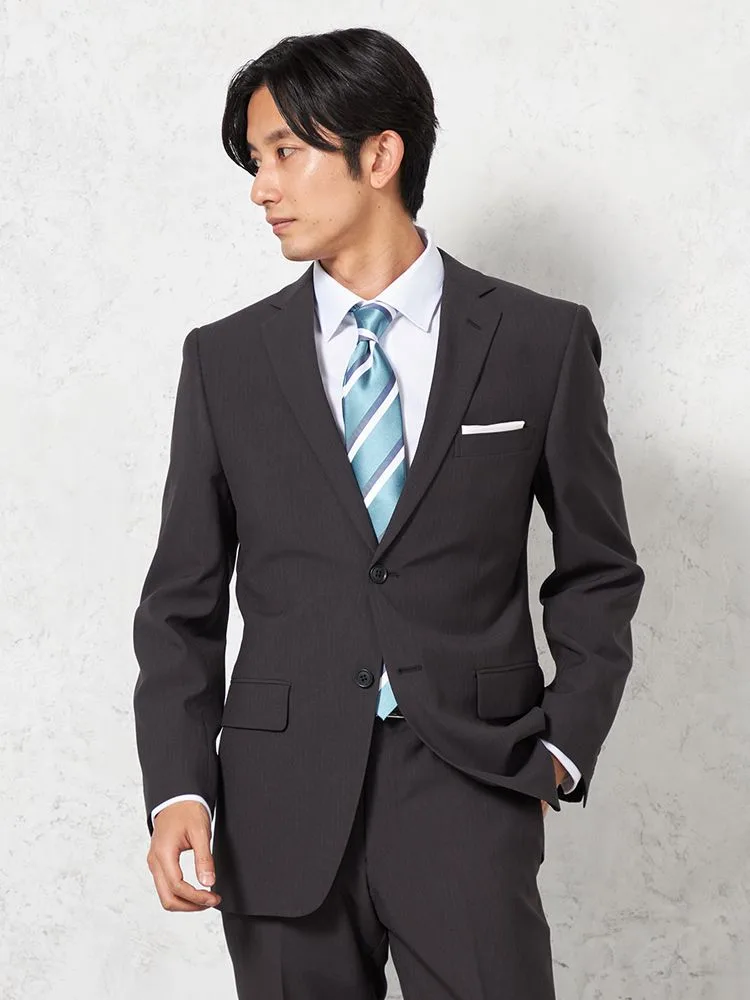 スーツ 2つボタン【WEB限定】上下ウォッシャブル グレー ストライプ