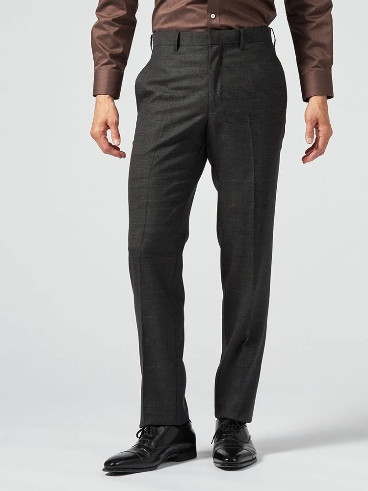 ネイビー 【制菌加工裏地】パンツ ノータック スラックス グレン