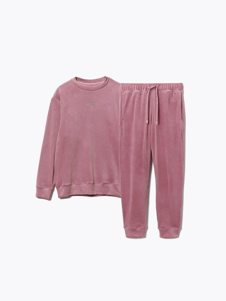 ピンク 【テンシャル】BAKUNE Velour Long Sleeve Crew Neck Unisex