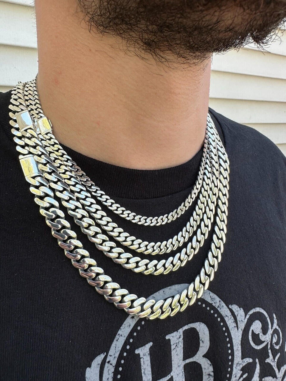 Miami Cuban Link Chain Necklace Real 925 Sterling Silver Sleek Box