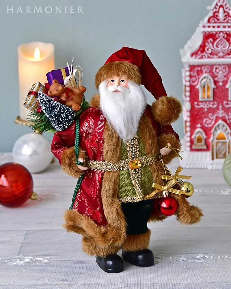 サンタクロースフィギュアSレッド/ギフトバッグ32cm｜クリスマス雑貨の