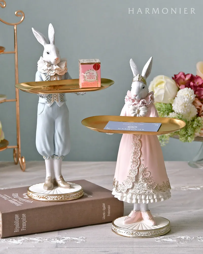 プリンス＆プリンセスラビットトレイ(ブルー/ピンク)｜輸入雑貨の通販