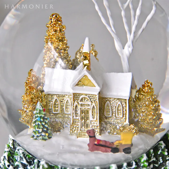 スノードームオルゴール/スノーヴィレッジゴールド｜クリスマス雑貨の