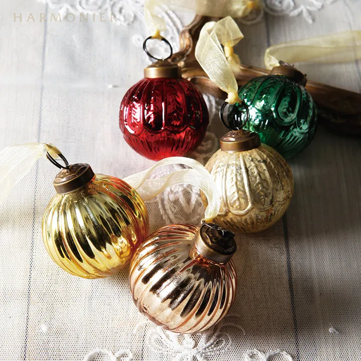 ミニガラスボールオーナメント5.5cm/ゴールドミックス2コセット