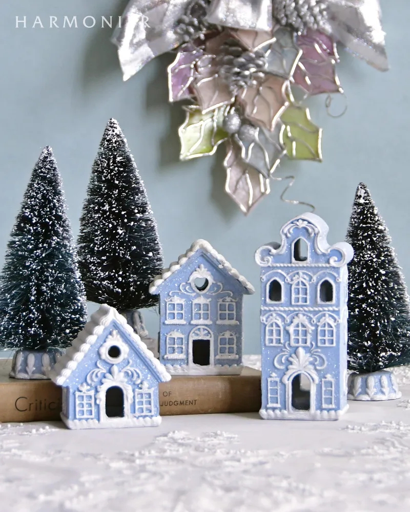 ウインターブルービレッジオブジェ6点セット｜クリスマス雑貨の通販