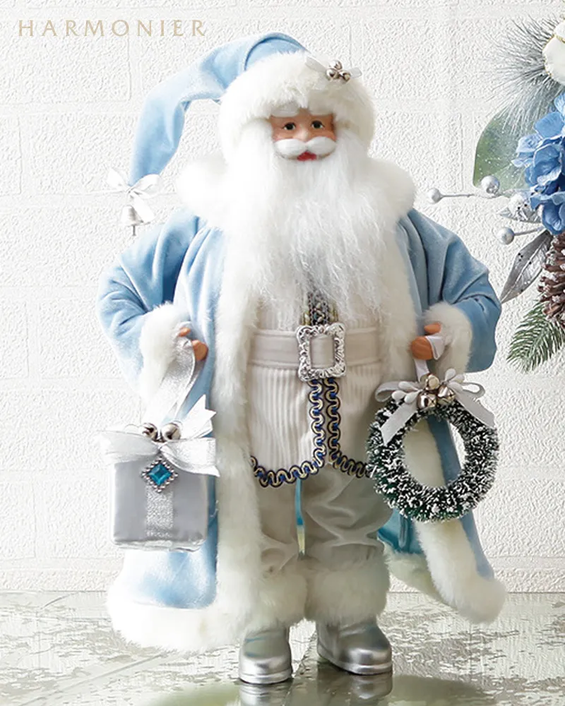 サンタクロースフィギュア/ウインターブルー50cm｜クリスマス雑貨の
