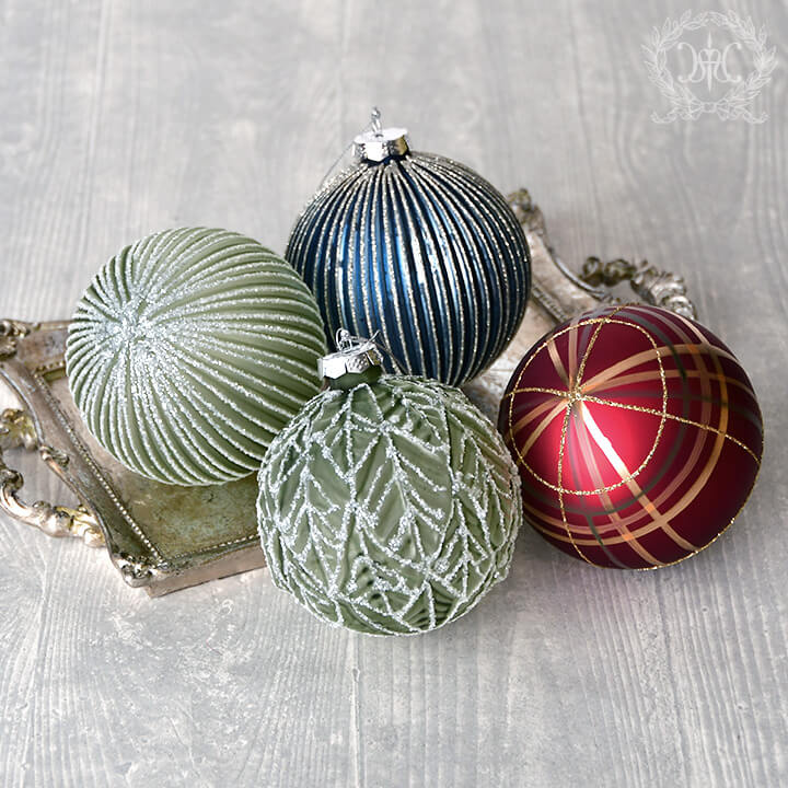 Web Store限定】レッドチェックガラスボールオーナメント φ10cm (ZODAX