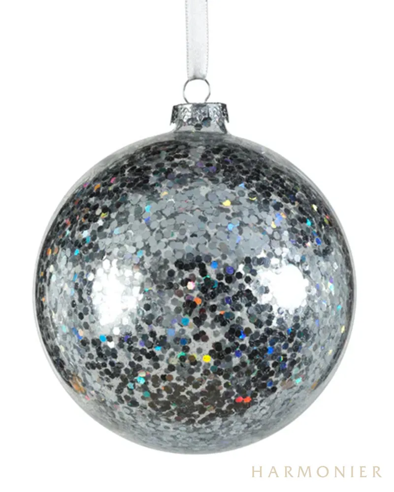 グラスボールオーナメント/シルバーL 12cm｜クリスマス雑貨の通販