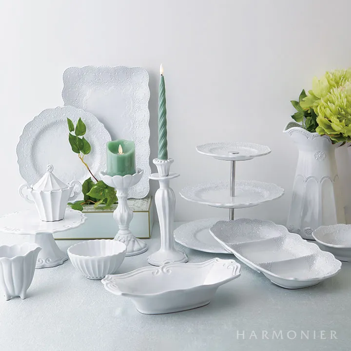 メルレットホワイトレースプレート27cm/イタリア製｜輸入食器・雑貨の