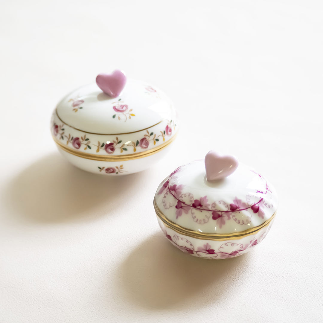 美品HEREND パセリピンク ひな小筺 ボンボニエール 雛まつり パセリ