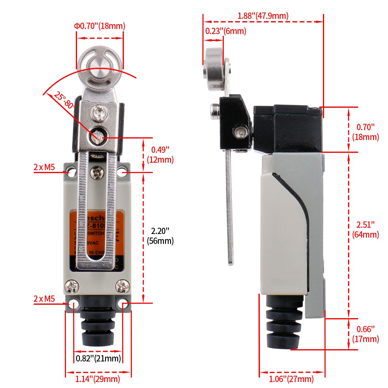 Limit switch Z-8/108 Adjustable Roller Lever Momentary CNC Mill