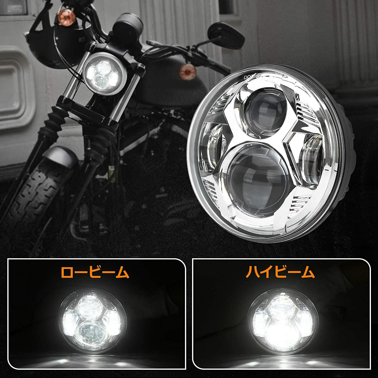 WMW プロジェクターLED 5-3/4インチ・ヘッドライト ハーレー用